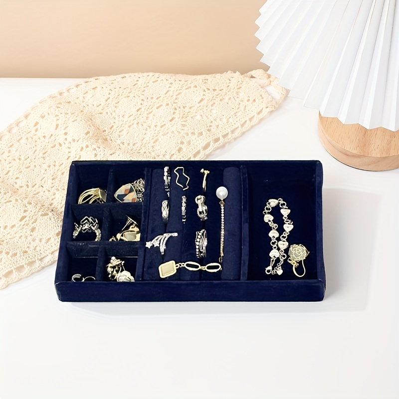 

Plush Jewelry Organizer Tray - Rings, Earrings, Necklaces & Bracelets - Ideal Gift For And