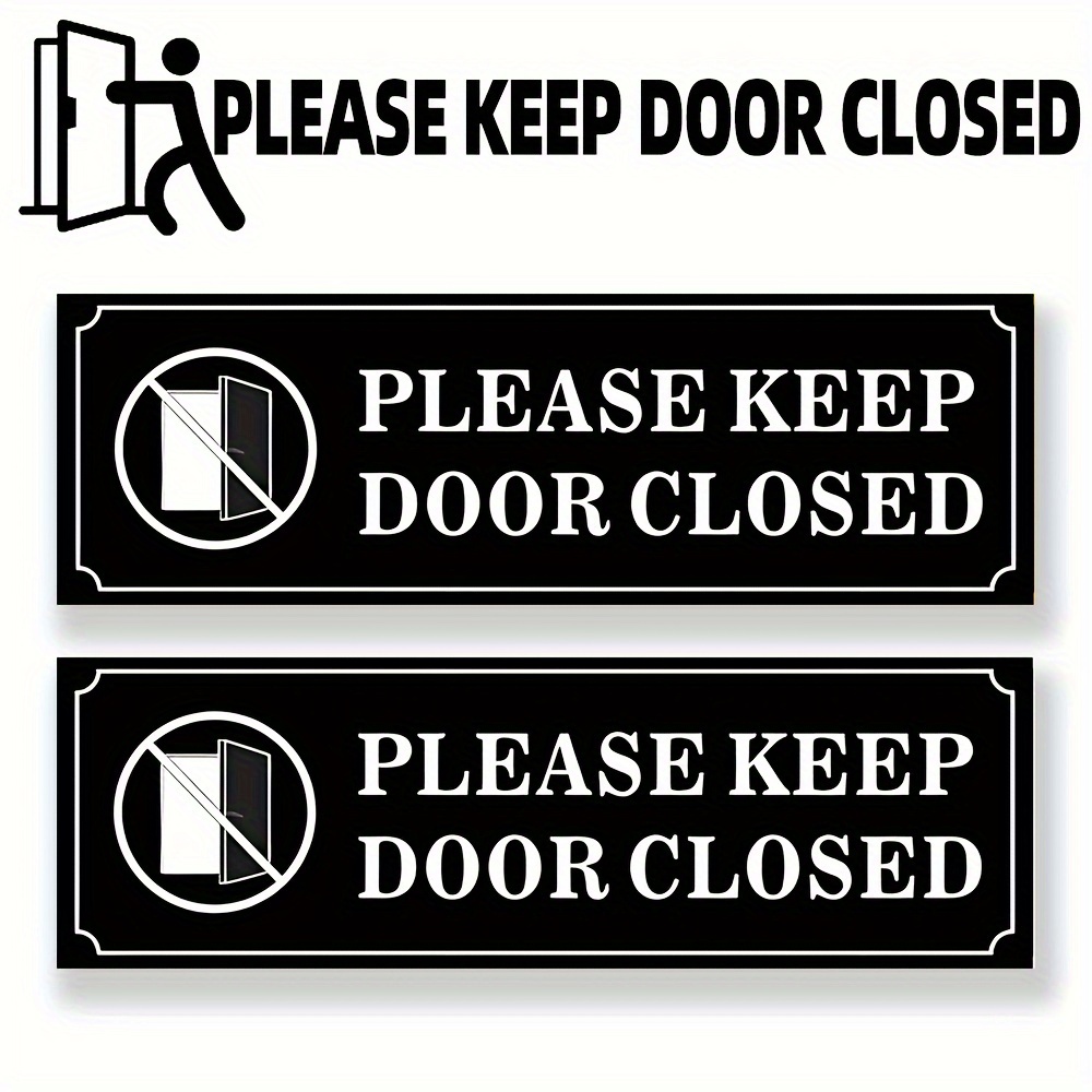 

Please Keep Door Closed -2 Sheets/set, Black And White Pvc Self-adhesive Waterproof And Moisture-proof Decals - Decorative Decals For Commercial Stores, Cafes, Offices, Restaurants, Bars