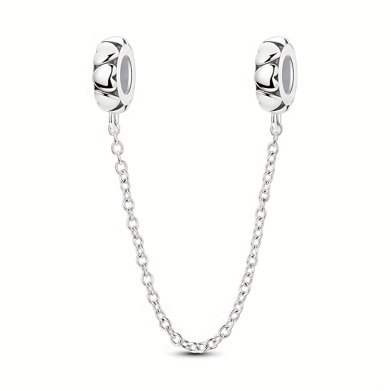 Image of 1pc 925 Silver Plated Safety Chain Diy Charm Suitable For Original Bone Bracelet, Women' Wear, Holiday Gifts, Jewelry