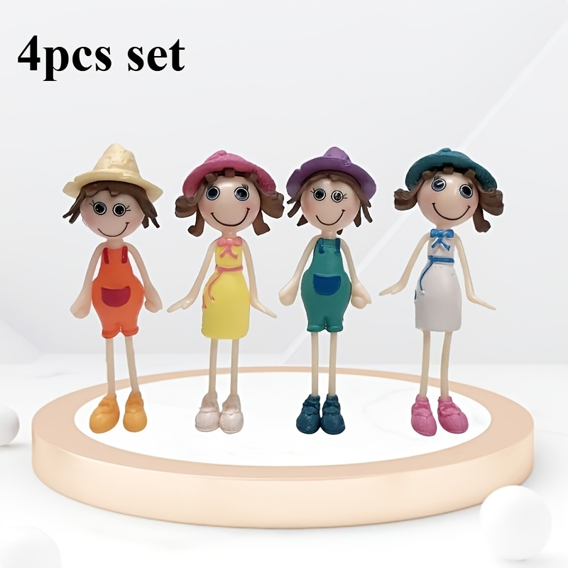 Image of 2pc /4pcs Random Color, Mini Miniature Figurines Fairy Garden Accessories Kawaii Girls Ornaments For Micro Landscape Plant Decorations Outdoor Patio Lawn Yard Kit Home Diy Gift