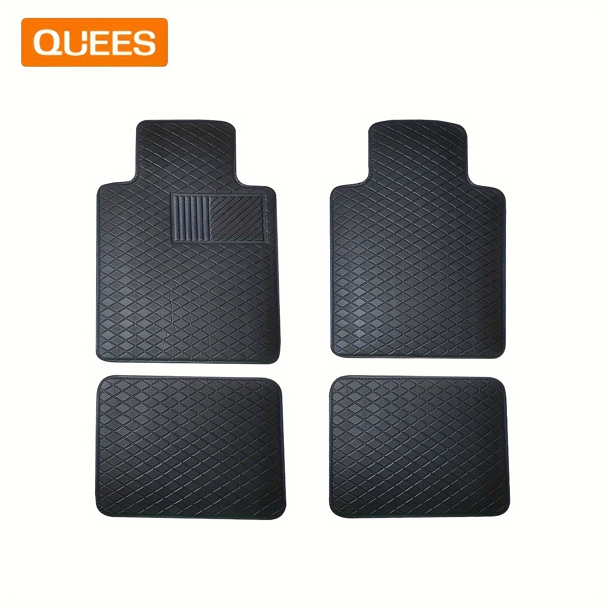 

Quees 4pcs Waterproof Universal Fit Car Floor Mats, Faux Leather Car Carpet Mats, Black Car Mats With Anti-slip Backing & Driver Heel For Suv, Cars, Pickup Trucks