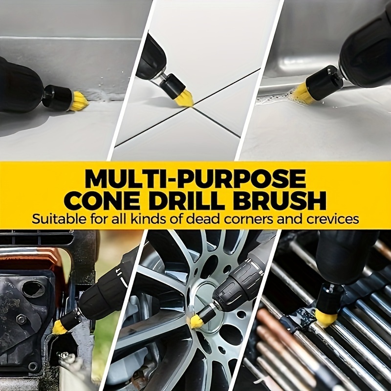 23pcs drill brush attachment set   scrubber kit for grout tiles bathroom kitchen cleaning with extendable rod   reusable plastic heads compatible with any drill details 0