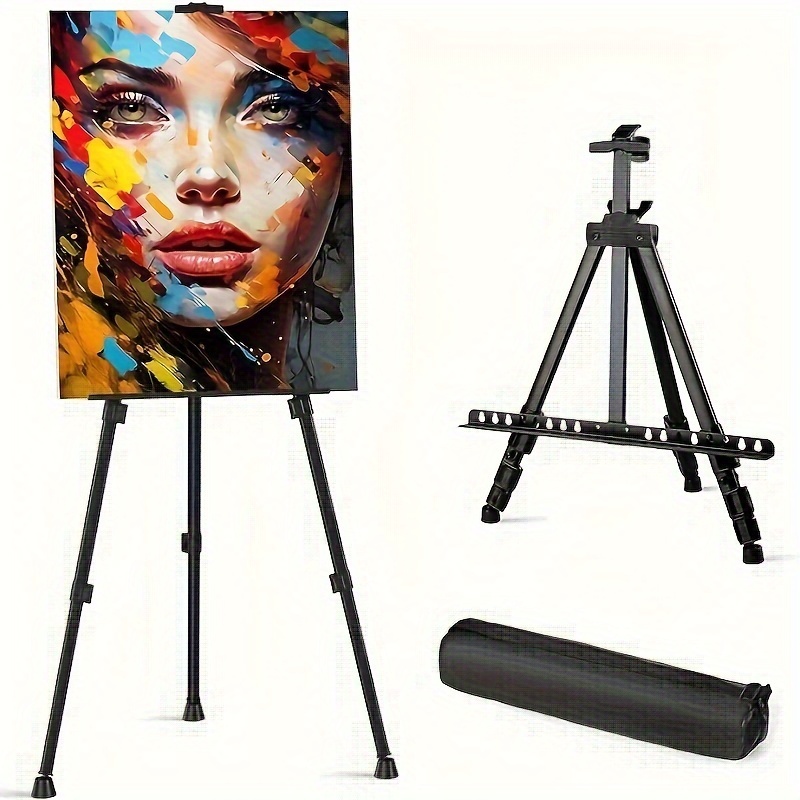 

1pc Adjustable Metal Easel Stand For Canvas, Portable Tripod Floor-standing Display With Carrying Bag, Indoor & Outdoor Use, For Artists And Presentations