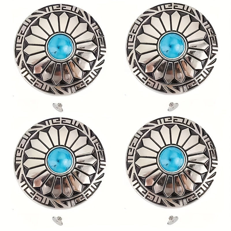 TEMU Tornillos y remaches para riñoneras, hebillas de tornillo decorativas con remaches, 30 mm/4 juegos de botones redondos vintage azules de