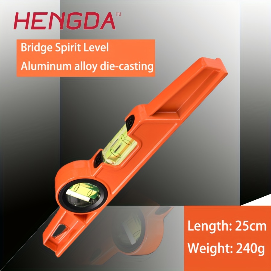 

Hengda Precision Level - Aluminum Alloy, Strong Magnetic Base, 25cm Orange/yellow - Ideal For Construction & Renovation Projects