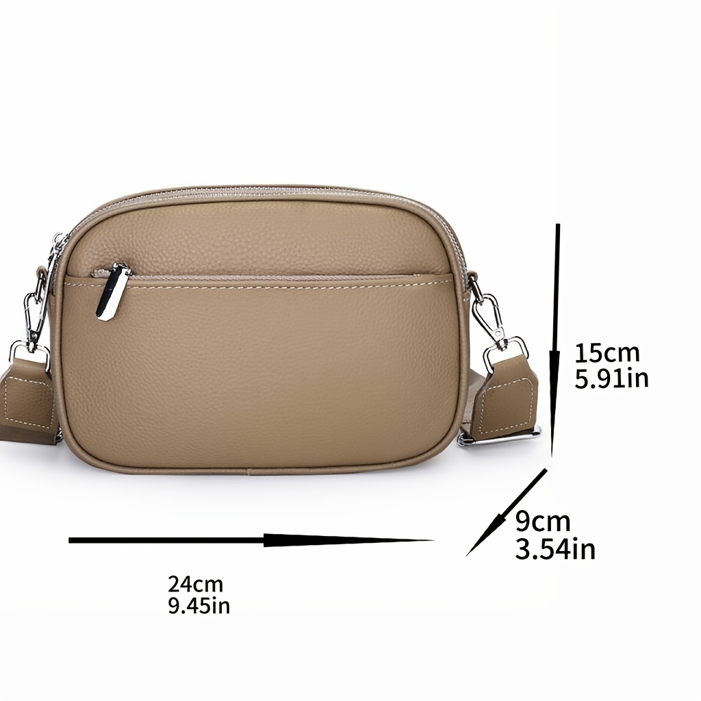 Women's Top-Grain Cowhide Single-Shoulder Bag, Multi-Compartment Crossbody