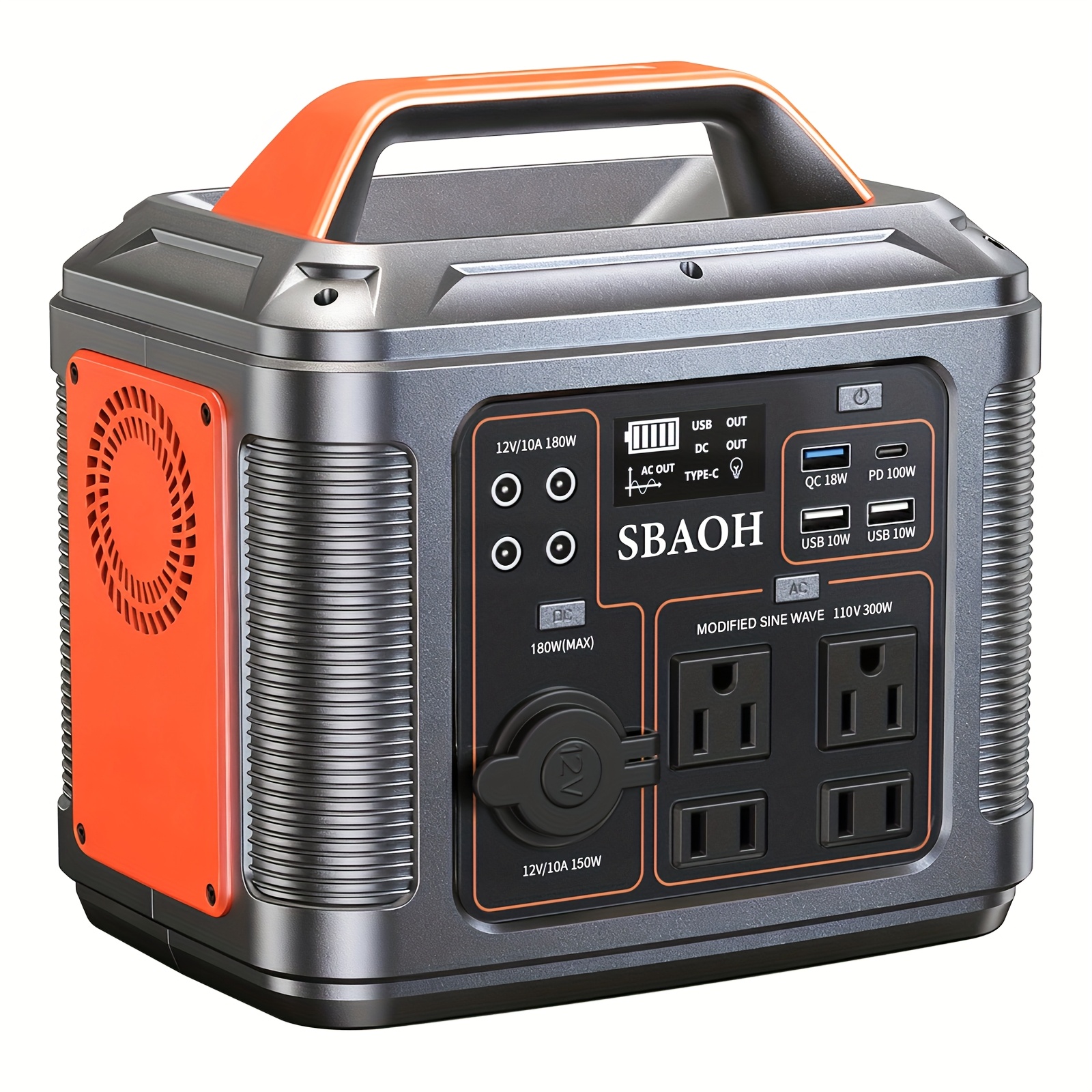   300w portable power station 80000mah 296wh solar generator with pd fast charge multiple output ports led flashlight for outdoor camping travel and emergency backup