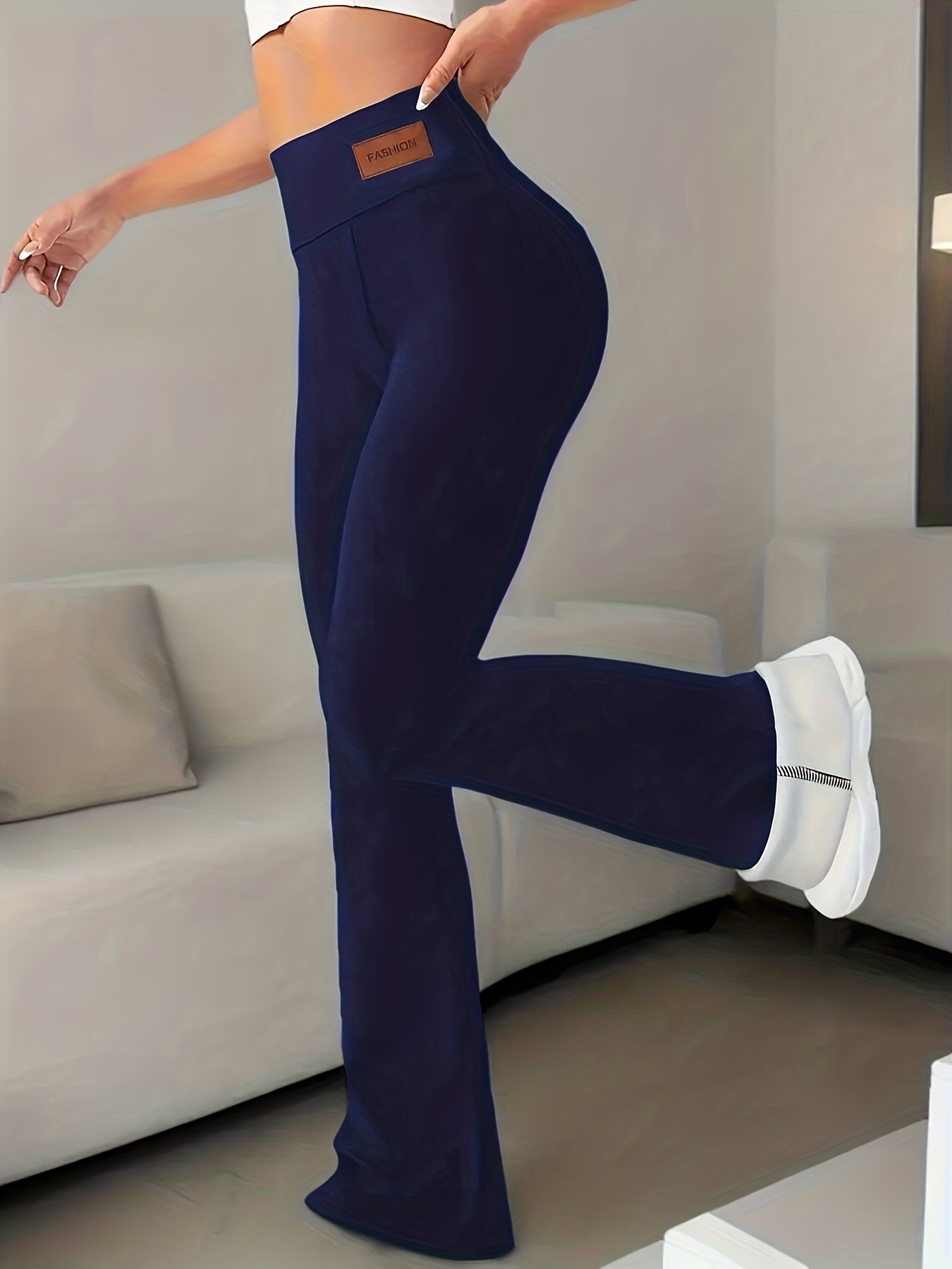 γυναικεία χειμερινά θερμικά παντελόνια - φαρδιά παντελόνια μπελ-μπότομ με έλεγχο κοιλιάς & ανύψωση γλουτών, ελαστική μέση (όχι), καφέ διακοσμητικά κουμπιά - μαύρα κολάν πλυντήριο, για καθημερινή & επίσημη χρήση - κομψό ελαστικό Στοιχεία είδους 0