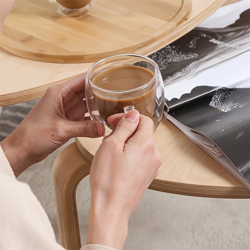 1pc 250ml double walled glass mug with handle reusable leak proof round shape with unique pattern ideal for coffee     christmas ramadan graduation juneteenth gifts coffee cup Product details 2
