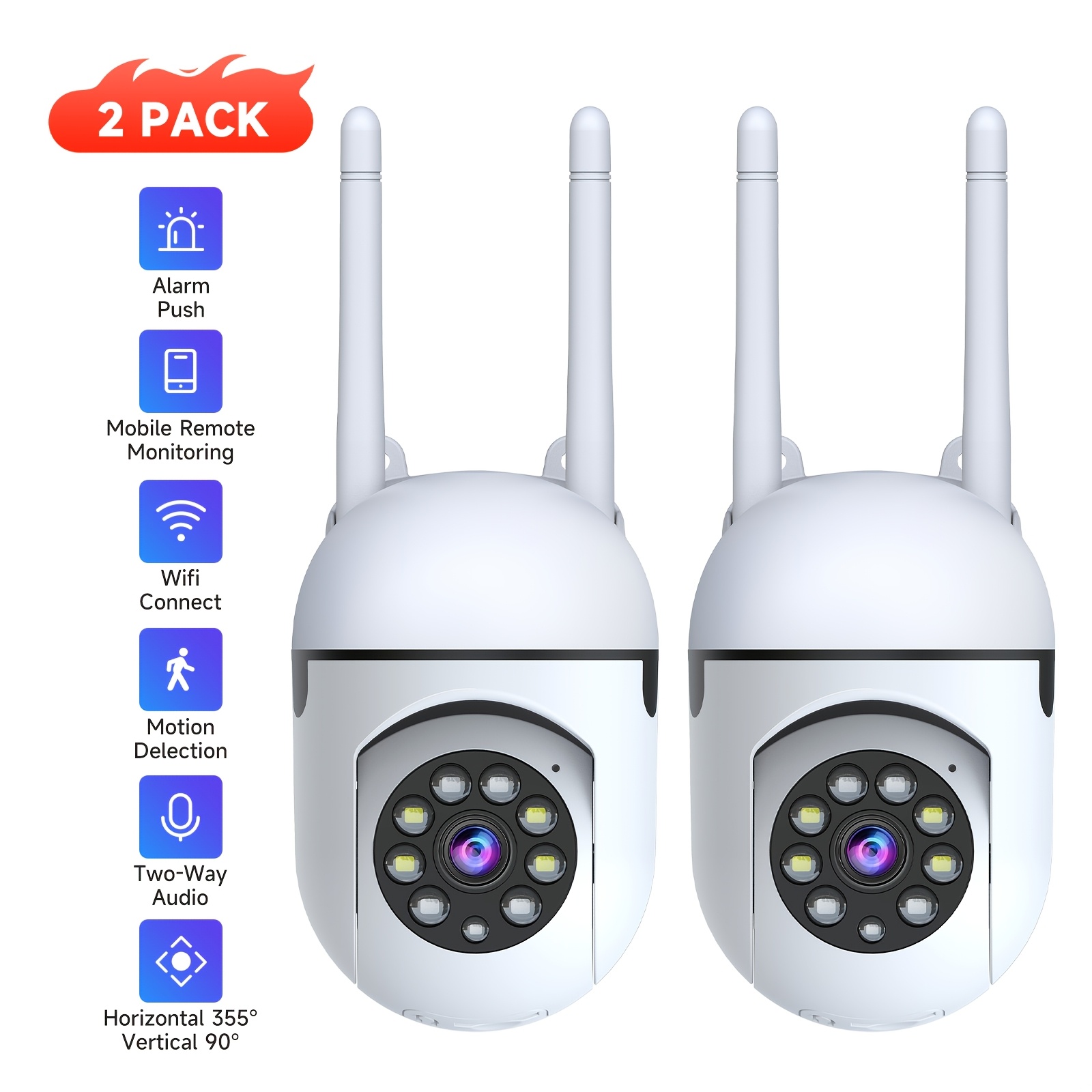 Image of 2/4pcs Wireless Wi-fi Cameras Indoor With A 355° Pan Feature, Supporting Dual-band 2.4/5g Wi-fi, Equipped With Detection, Audio, Night Vision, And Options For Cloud And Sd Storage, Plug-in Use