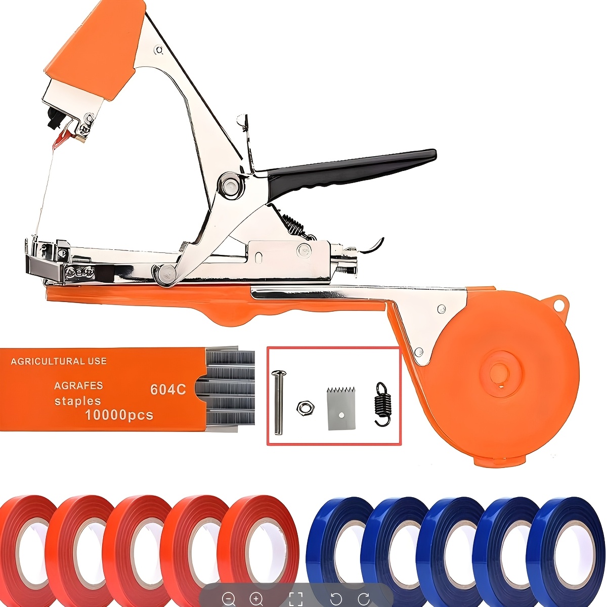 Plant Tying Machine Tool Kit, Garden Plant Vine Binding Tool With Tape & , Fast Handheld Branch Tying Gun For Tomato Grape, Multiple Colors (green/orange/red)