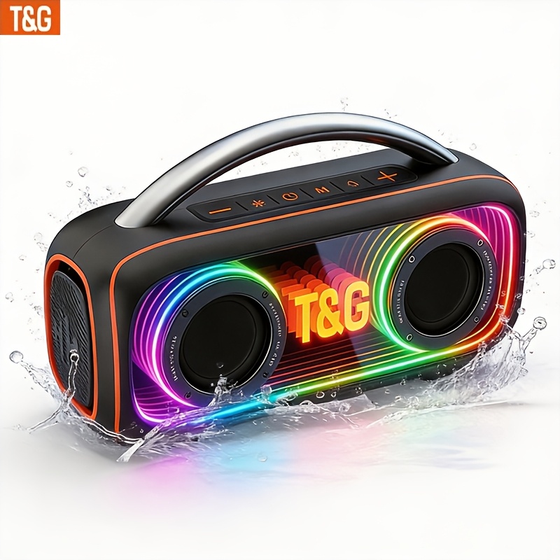 Image of Tg458 Portable Wireless Speaker, Wireless Speaker, Colorful Led Music Box, /dual Subwoofer/eq/led/tws Dual Device Pairing, Large , Holiday Gift.