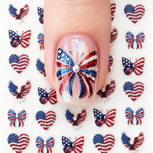 1pc nail art sticker featuring a cartoon american flag with a cartoon theme and irregular shapes womens or nail salons ladies gifts