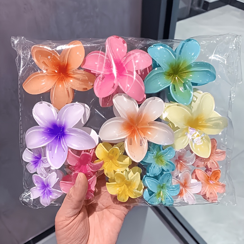 6pcs Random Color Frangipani Hair Additions, Beach Style