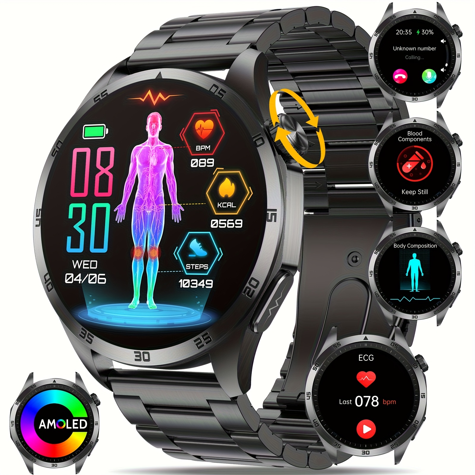 Image of 2026 Smartwatch:380mah Long-last Battery, 1.43" Amoled Display, Bt5.2 Calls, Menstrual & Weather Forecast, Multi-sport , Magnetic Charging, /sos, For & Ios Phone, Gift For