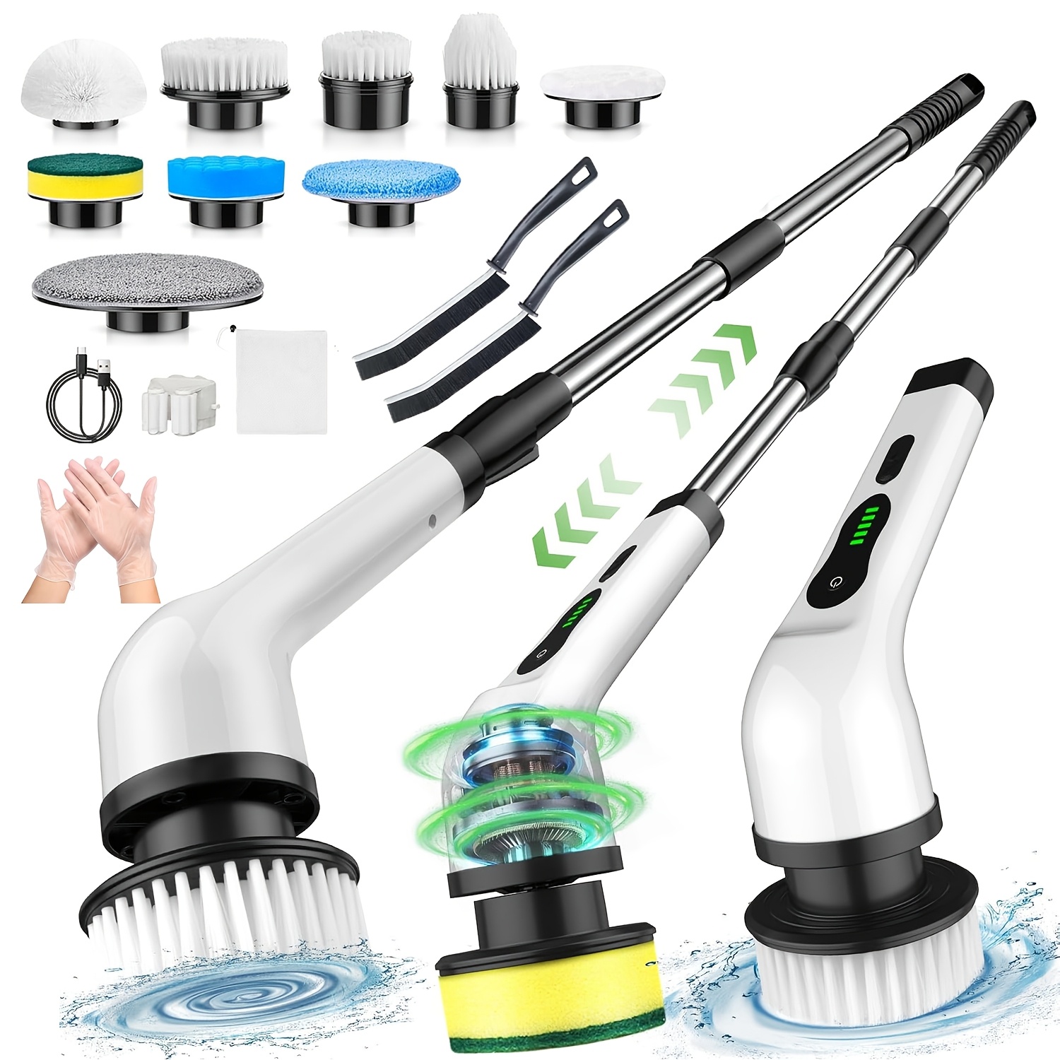 

Electric Spin Scrubber, Cordless Bathroom Shower Cleaner, Cleaning Brush With 9 Brush Heads 2h Power Dual , Adjustable Extension Handle, For Tub Tile Floor Car, Ca3