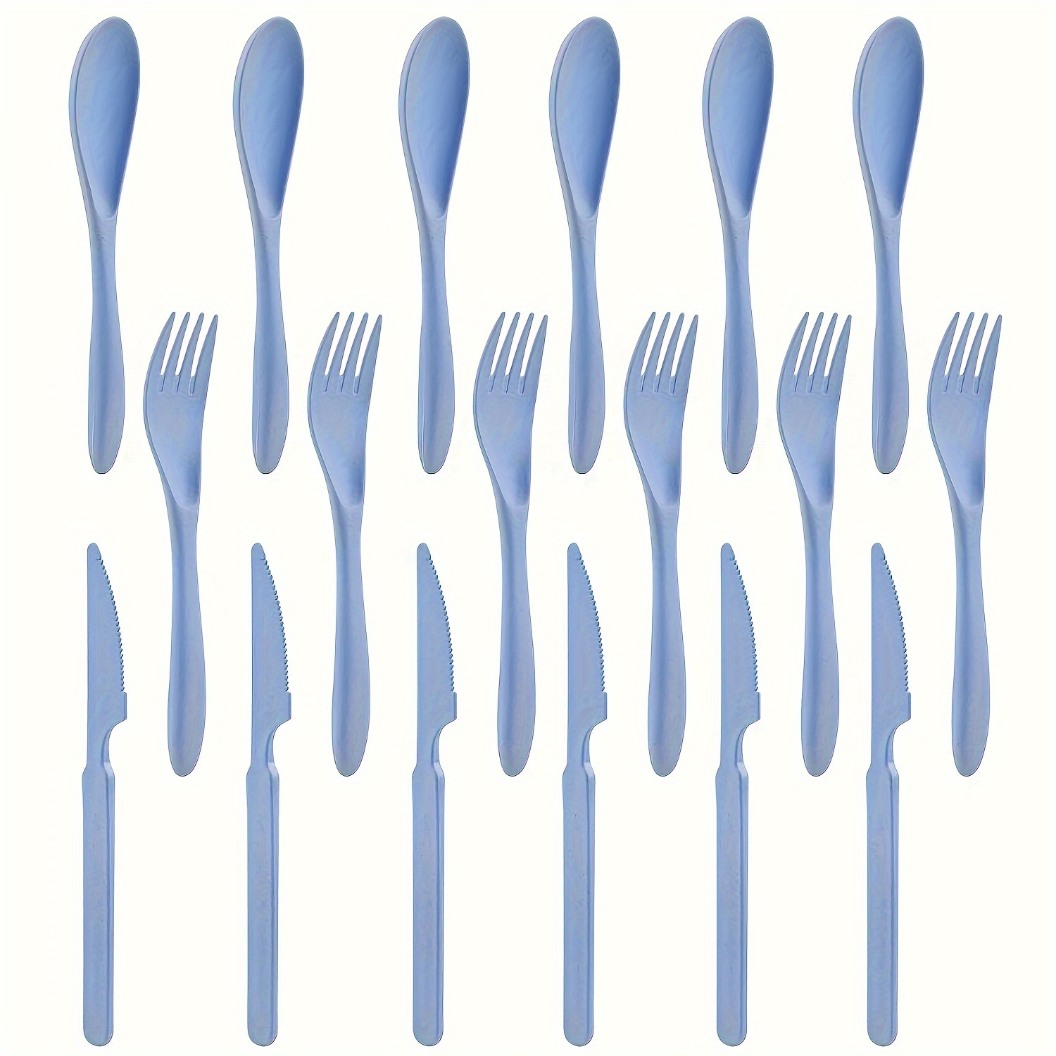 

18-piece Reusable Plastic Flatware Set - Includes Knives, Forks, Spoons - Ideal For Outdoor Travel, School Lunches, Picnic, Camping, Dorm Use - Dishwasher And Microwave Safe