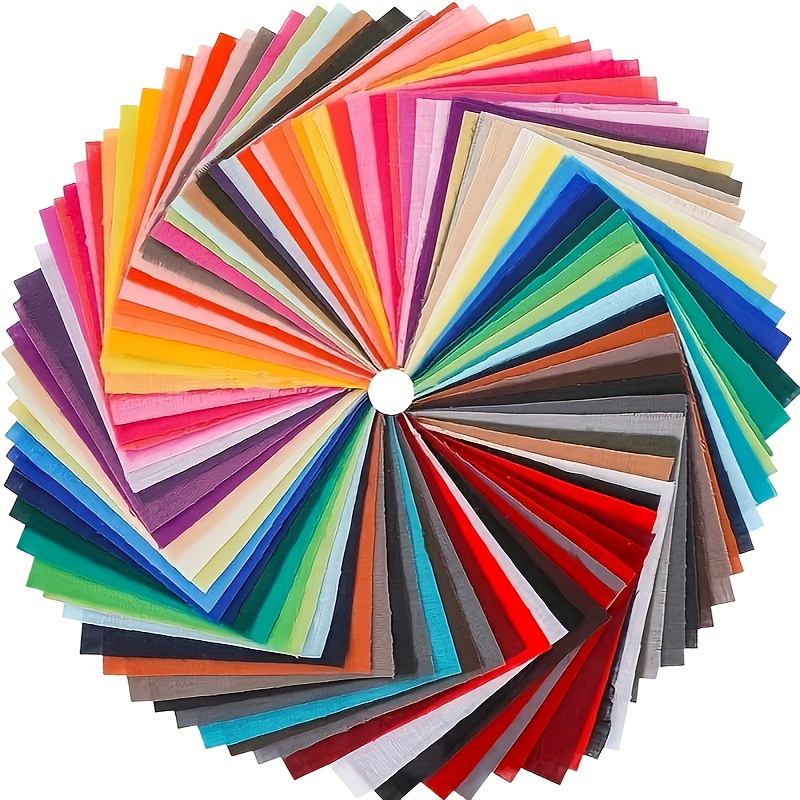 E-shop 70 Stück 10,16 x 10,16 cm / 4 x 4 Zoll Bunte Polyester-Stoff-Auswahl, Vorgeschnittene Quadrate für Näharbeiten, Quilten, Patchwork,