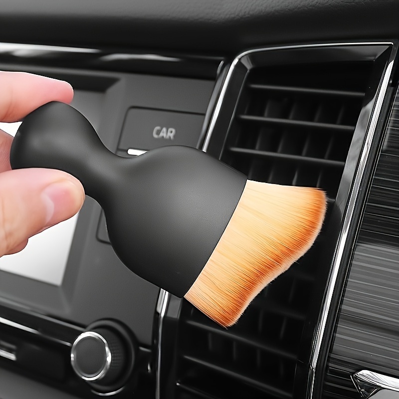 2pcs Bristle Car Detailing Brushes With Protective Covers - Essential For Deep Cleaning Hard-to-reach Areas, Multifunctional Interior Dusting Tool