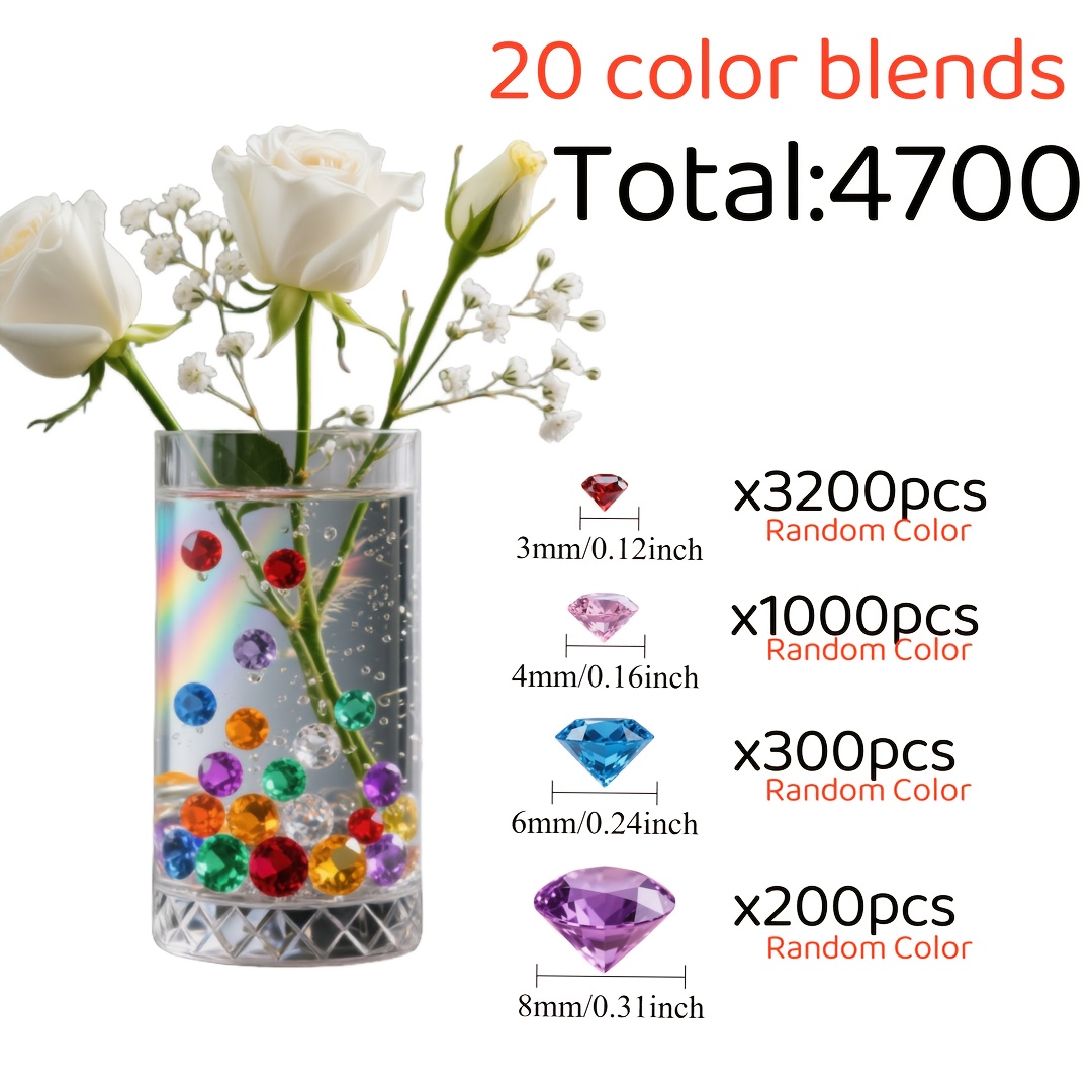 E-shop 4700 Stk. Acryl-Diamanten – für Hochzeiten, Partys mehr, Diamantkristall, Vasenfüller-Perlen, Vasenfüller, Diamanten, Vasenfüller für