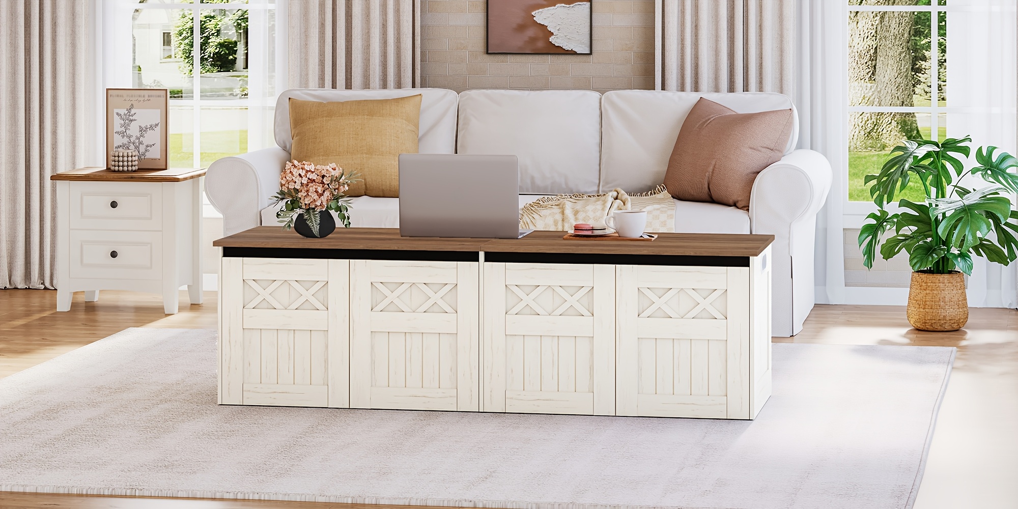 59.1-Inch Storage Box with a Large Storage Bench Featuring Two Hinges, Farmhouse-Style Wooden Box Bench, Lift-Top Storage Chest, Wooden Bed-End Bench, Suitable for Entryways And Bedrooms, in a Vintage White Color