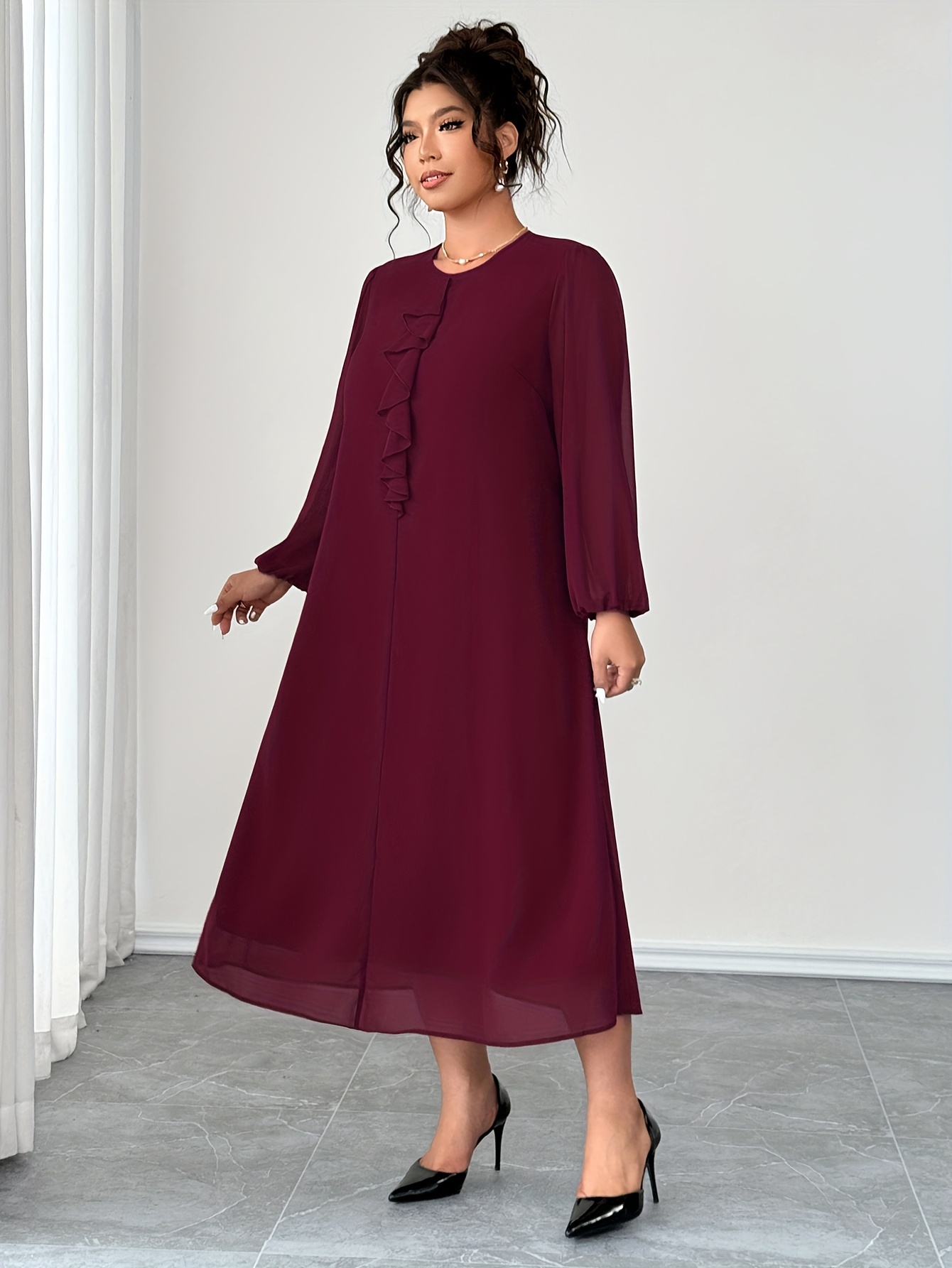 dallas cowboys sequin dress Style-Color-Dim:ADAE213096_AF375_M 18 inches black and Fuchsia High Neck Puffy Color:DUSTY ROSE