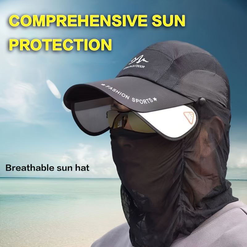 1pc Wide Brim Bucket Hat, Fishing Hat with Neck Flap, Quick Drying Breathable Hat, UV Protection Sun Hat for Outdoor Fishing,Temu
