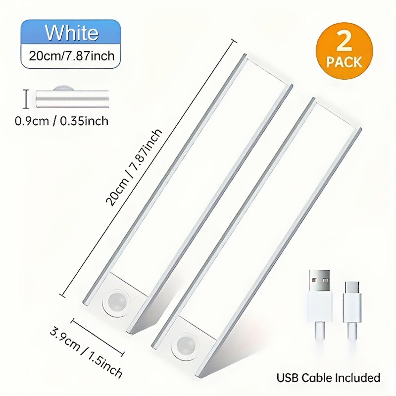 TEMU 4/2pcs Led Motion Sensor Under Cabinet Lights, 3 Color Temperatures Wireless Usb Rechargeable Night Light, Indoor Closet Lights, Stick-on