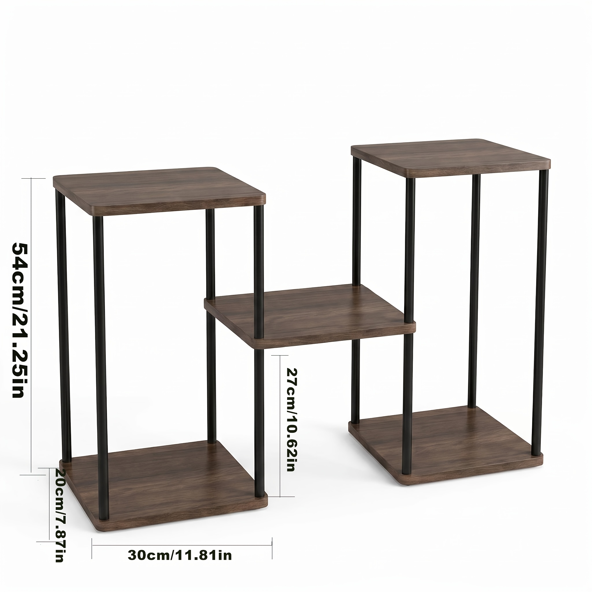 Image of 1pc Multi-tier Indoor/outdoor Plant Stand With Wood Top & Sturdy Base Suitable For Patio, Balcony, Garden - Flower Shelf With Vertical Space- For Potted Plants, Houseplants, Indoor Outdoor Decoration