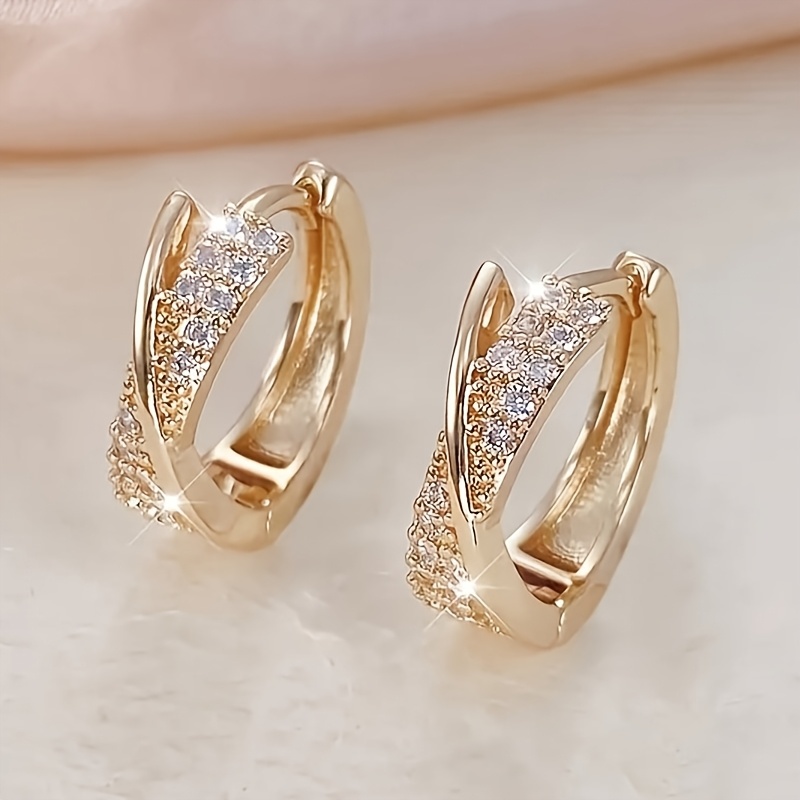 Image of 1 Pair Elegant Ladies Hoop Earrings - Exquisite Compact With Sparkling Zirconia Oxide, Wear And Parties, Novelty Earrings
