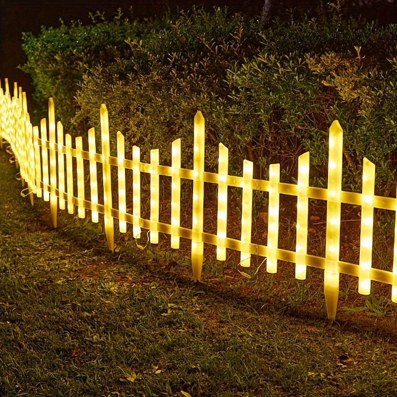 TEMU 9.18ft Ip65 Solar Light Led Color, Spring Courtyard Simulation Fence Flashing, Fence Light Christmas And New Year Decorative Lights Decorative