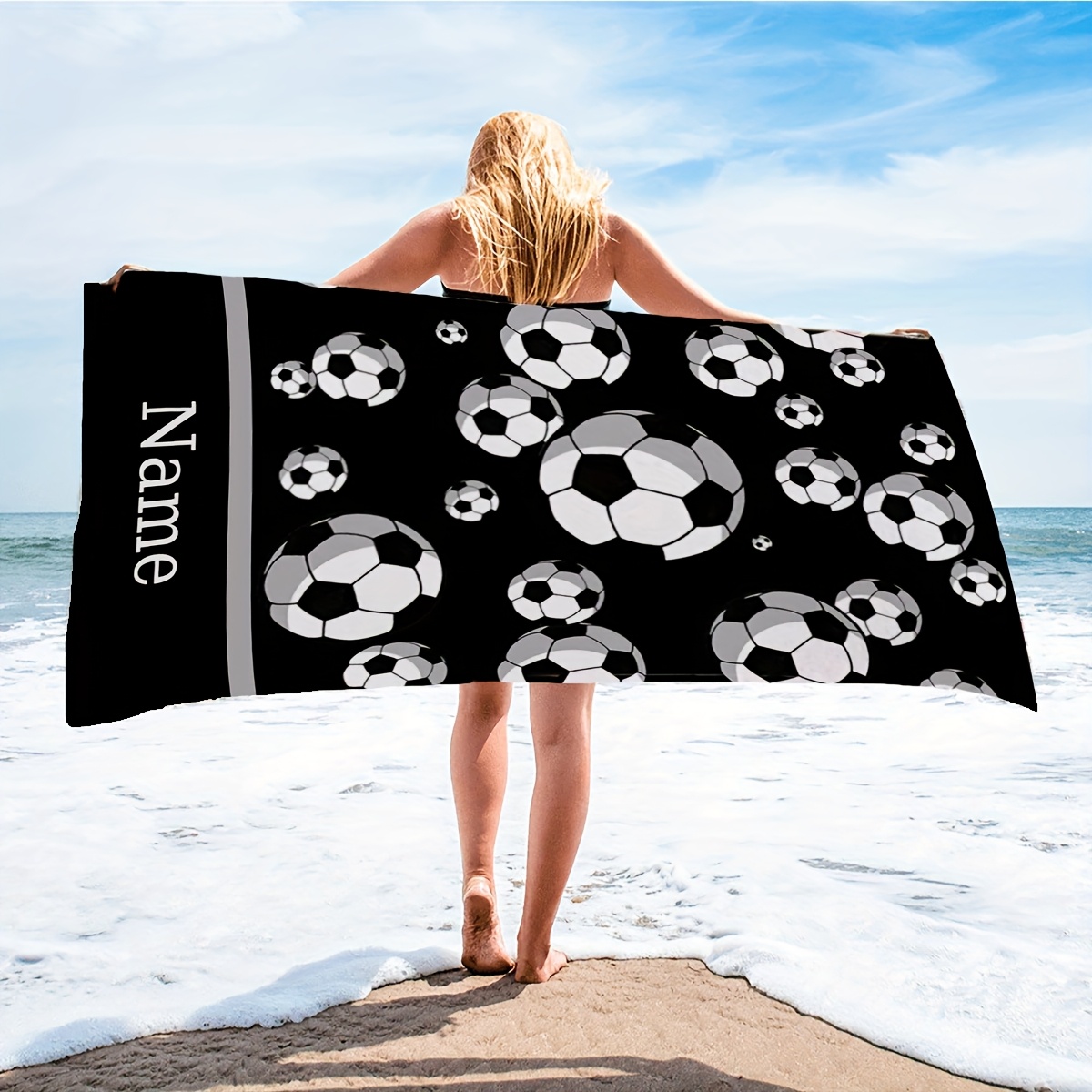 

1pc Theme Towel Personalized Name, Flannel , -dry, , Tear-, , , Towel For , , Surfing, , , -