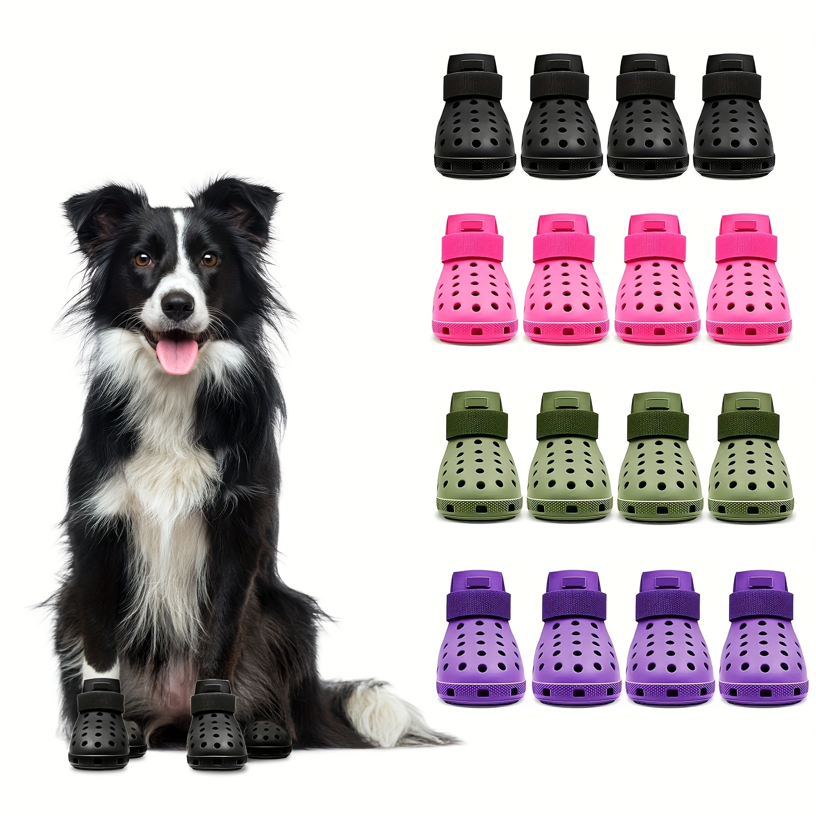 Chaussettes Antidérapantes Pour Chien – Lot De 4 – Bandes Réglables – Pour Petits Et Moyens Chiens – Protection Pattes Sol Chaud/froid