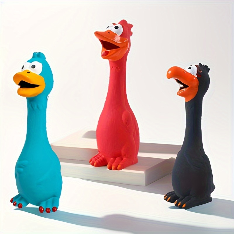 TEMU 3pcs Pets Dog Toys Squeaky Latex Pet Toy, Rubber Duck Squeaky Chew Bite Resistant Toy Durable Dog Chew Toys, Latex Venting Chicken Pet Squeaky