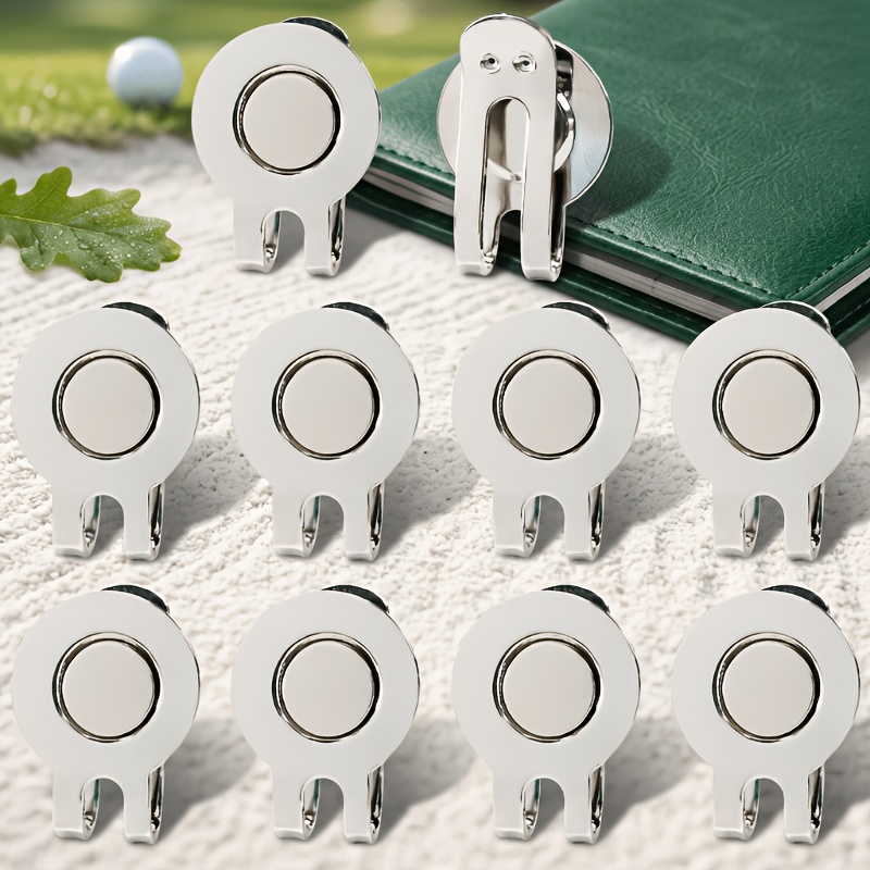 TEMU 10pcs Magnetic Metal Golf Hat Clips, Portable Golf Ball Marker Rack, Anti-loss Golf Hat Clip Markers, Universal Training Accessory For Golfers