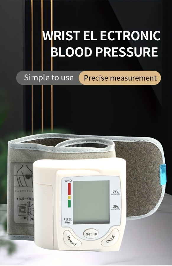  kun wrist electronic blood pressure monitor for adults professional   grade bp sphygmomanometer with lcd display adjustable cuff memory   menu   monitoring batteries not included blood pressure monitor for home userfriendly design comfortable cuff fit Product details 0