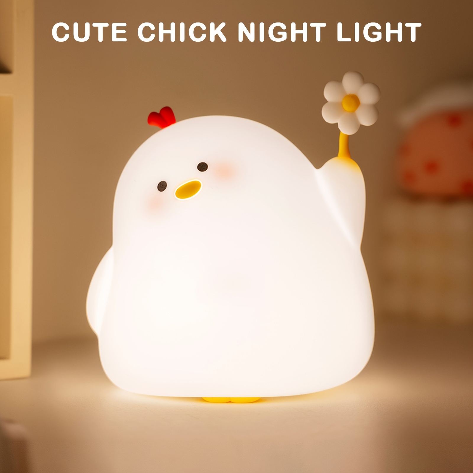 Cartoon Mini Tumbler Lamp Recharging Dimmer Eggshell Chicken