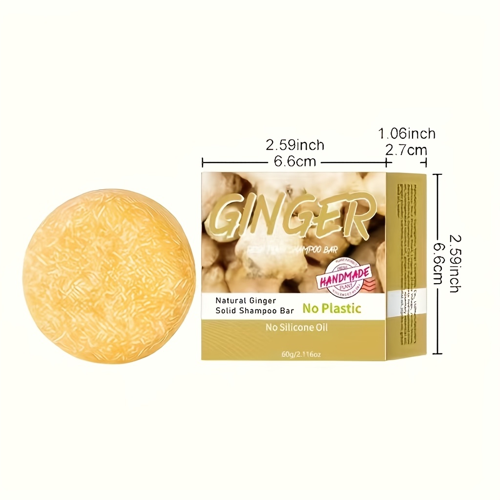 Image of Rozino 60g Ginger Shampoo Bar, For Cleaning Loose Scalp , Making Thin Thicker/fuller, Nourishing And , Restoring Hair Vitality/beauty, Suitable For All Hair Types And Problems