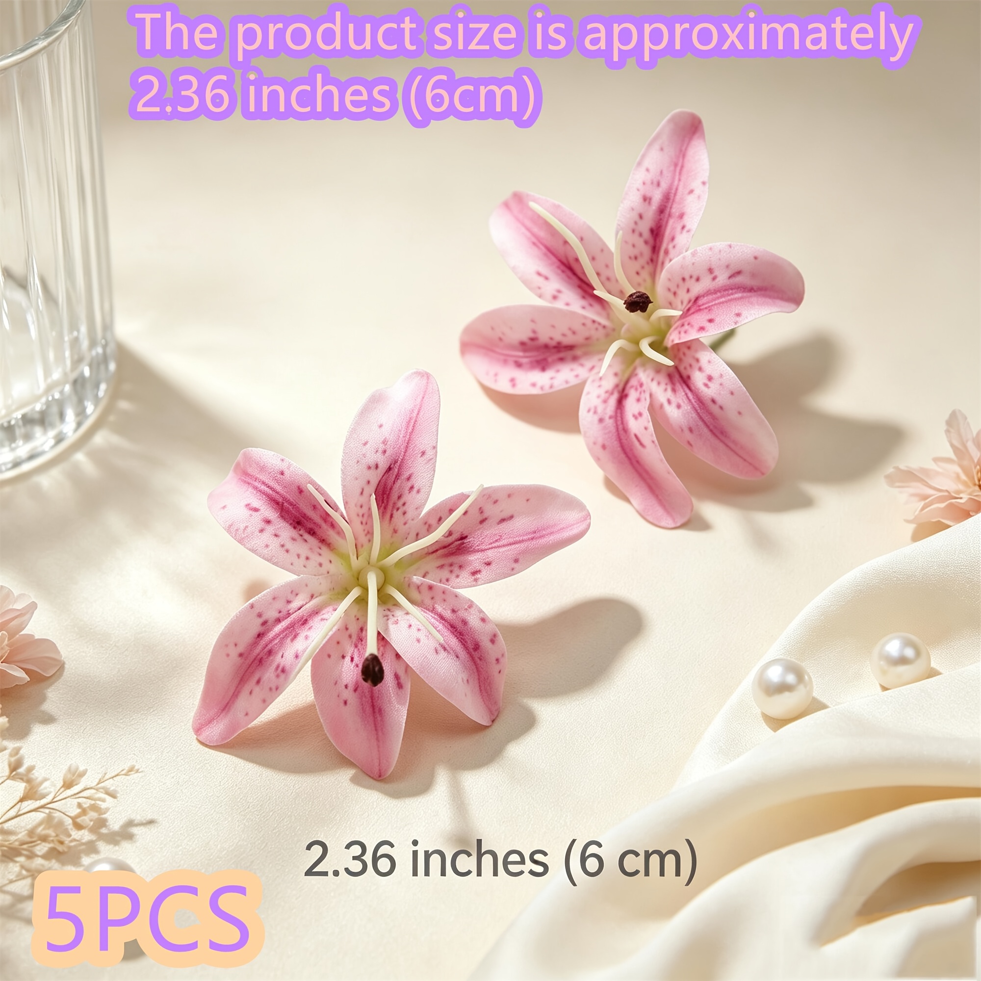 6cm/2. Simulated Tiger Spotted Lily Flower Head, In 5/10/20 Specifications, With Strong Flower , Suitable For Handicrafts, Flower Wreath Making, Wedding Floral Arrangement, Decoration