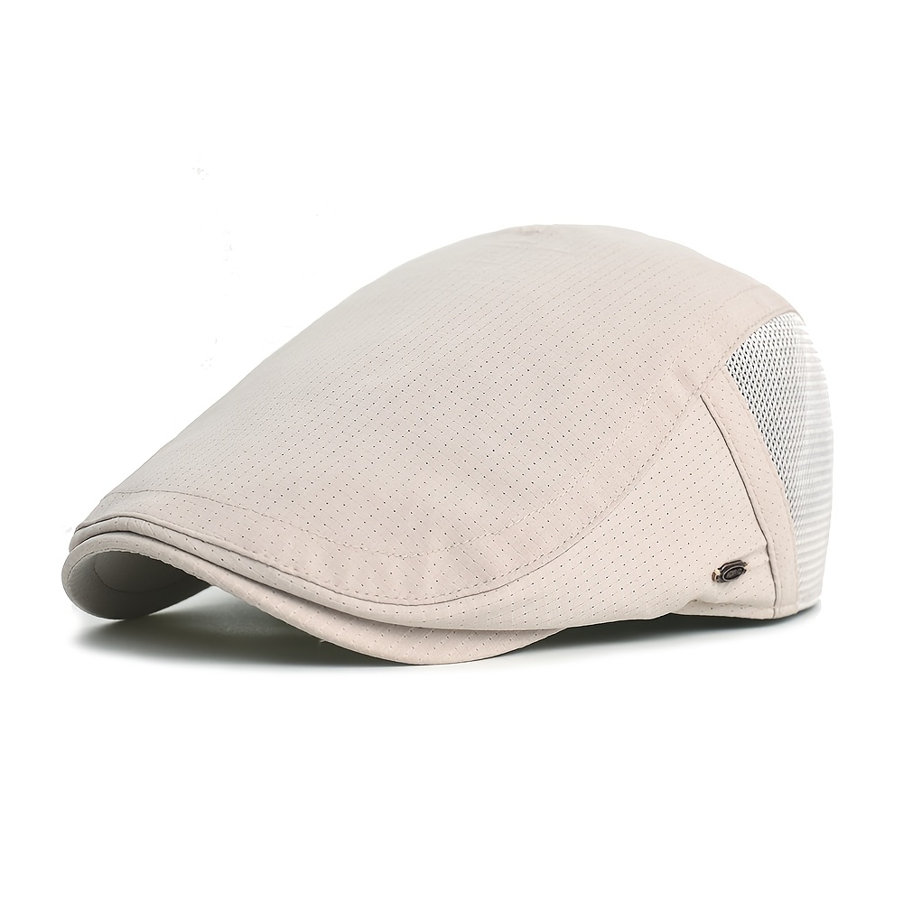 TEMU Men' & Women' Lightweight Breathable Mesh Newsboy Cap - Soft Ivy Beret Flat Peaked Cap Suitable For Driving, Outdoor, Casual Wear, Solid Color