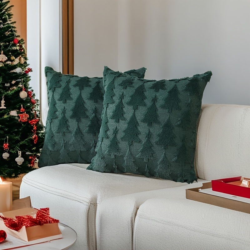 

Christmas Tree Decorative 18x18 Wool Set Of 2 Pillows Decors For Sofa Livingroom Bed