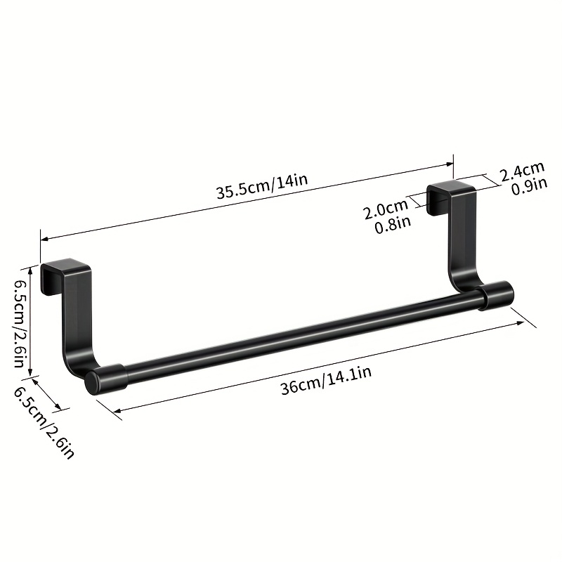 A Black Minimalist Towel Rack For The Kitchen, No-drill Cloth Hanging Rack, Cabinet Door-mounted Towel Bar And Towel Rack, Perfect For Organizing Kitchen Items And Dishcloths.