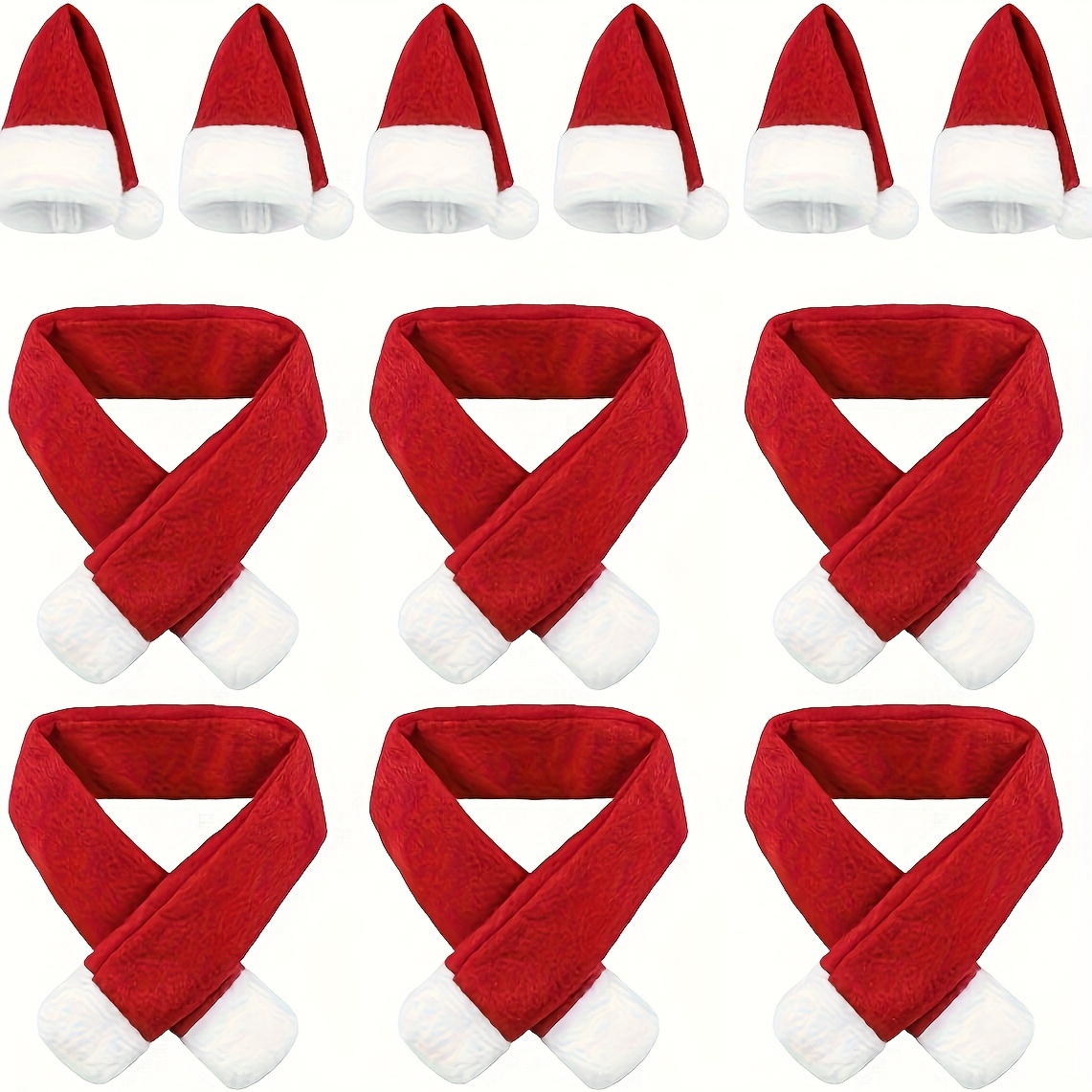 Image of 12pcs Christmas Scarf Red Wine Bottle Cover Wine Bottle Decoration Hat Christmas Decorations Red Wine Cover Non-woven Fabric