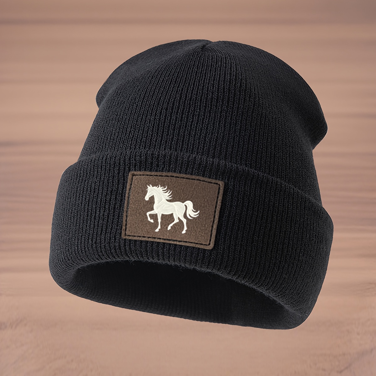A Stylish Faux Leather Knitted Hat With A Horse Pattern, An Outdoor Ski Hat, Hip-hop Hat, A Trendy Beanie, A Lightweight Brimless Hat, A Warm Ear-protection Hat, And A High-stretch Pullover Cap