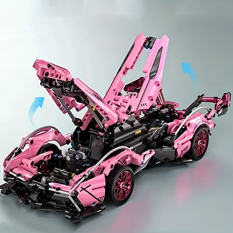 1018pcs   sports car building block set easy to assemble mechanical vehicle christmas thanksgiving halloween birthday pink sports car gift for girlfriend mother