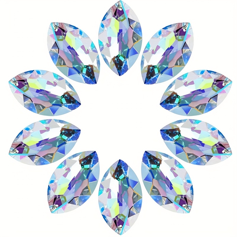 10pcs Crystal Pendants 1.5in/38mm Ab Oval Light Catchers - Hanging Crystal Prisms For Windows, Shui, Decorative Hangings, Chandelier Crystal Replacement