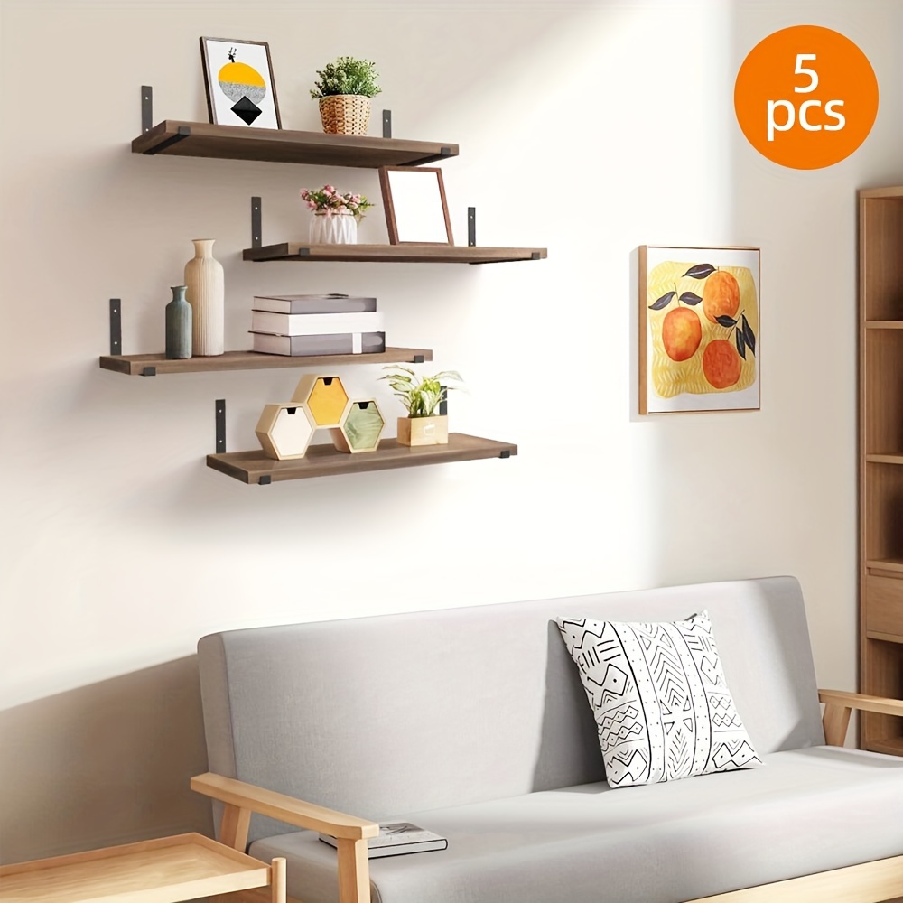 

5pcs Floating Shelves, Width 4.7×15.8 Inches Wall Shelves, Rustic Wall Storage Shelves For Bedroom, Living Room, Kitchen, Bathroom, Home Decor, Office