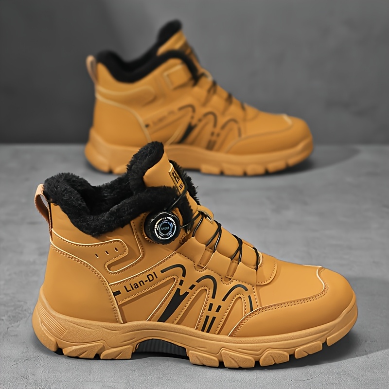 Image of Men' Rotating Winter Boots - Non-slip Warm Ankle-high Snow Boots With Rotating Closure, Nylon/ Upper & Pvc Sole Suitable For, Outdoor, Urban Use - Casual Streetwear For Ice Traction
