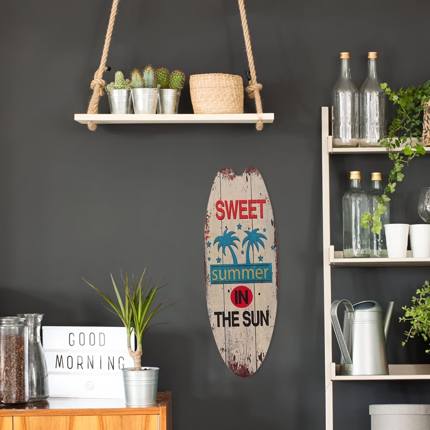 3pcs beach themed wooden surfboard wall decor set 17 6 x6 2 perfect for living room bedroom bathroom details 8