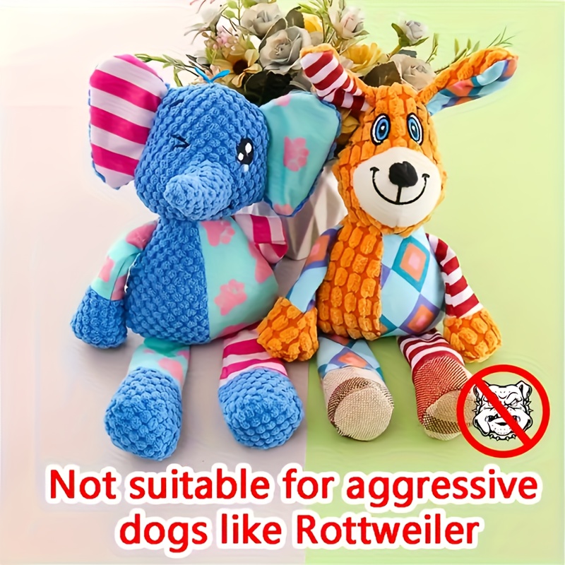 Chew-Resistant Dog or Elephant Plush Toy with Squeaker